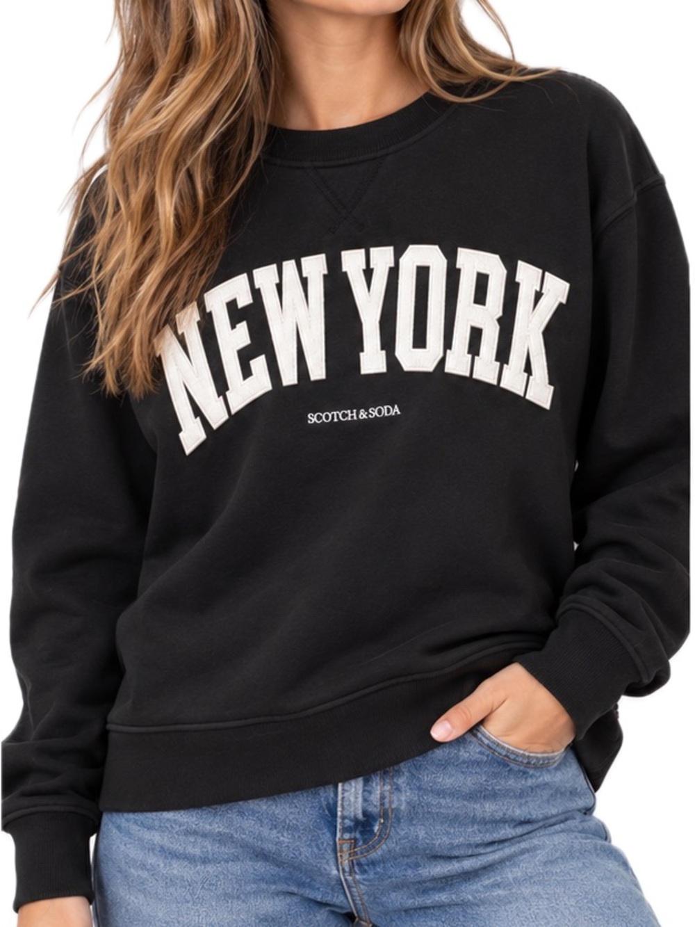 Scotch & Soda New York Embroidered Black Crewneck Sweatshirt M